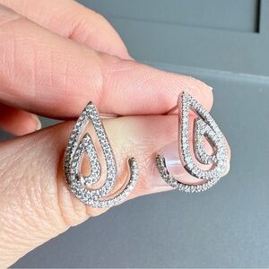 DANA REBECCA DRD 14k White Gold Genuine Diamond Swirl Stud Earrings w/ A…